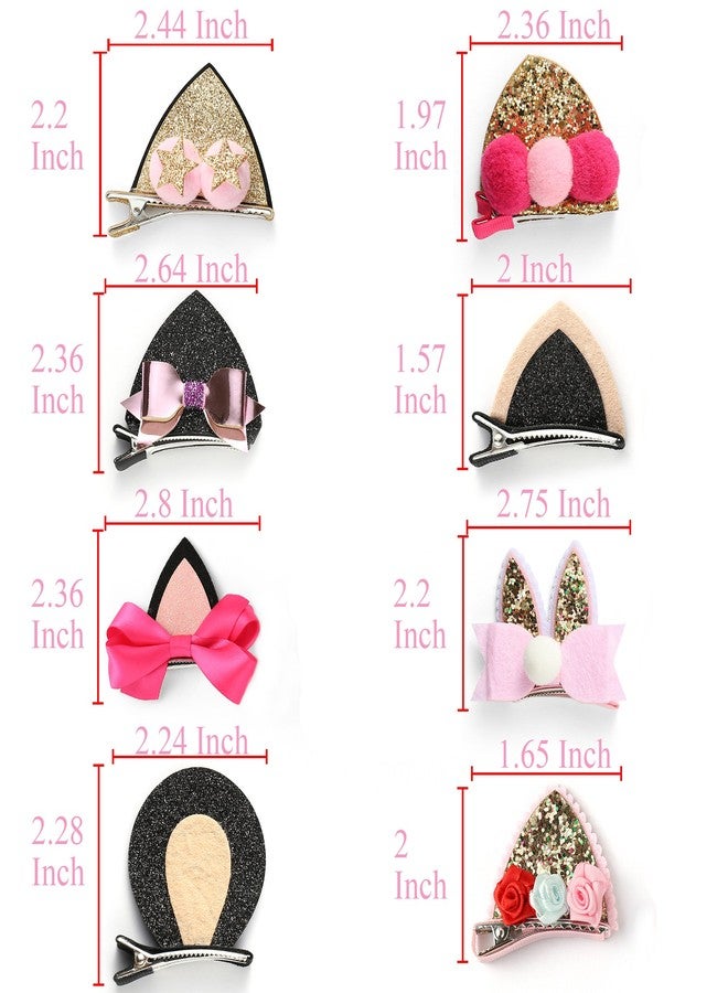 OneDor Sparkle Shiny Hair Bow Ribbon Clip sets for Babies, Toddlers, Young Girls, and Children (Animal-8 Pairs) - Image 2