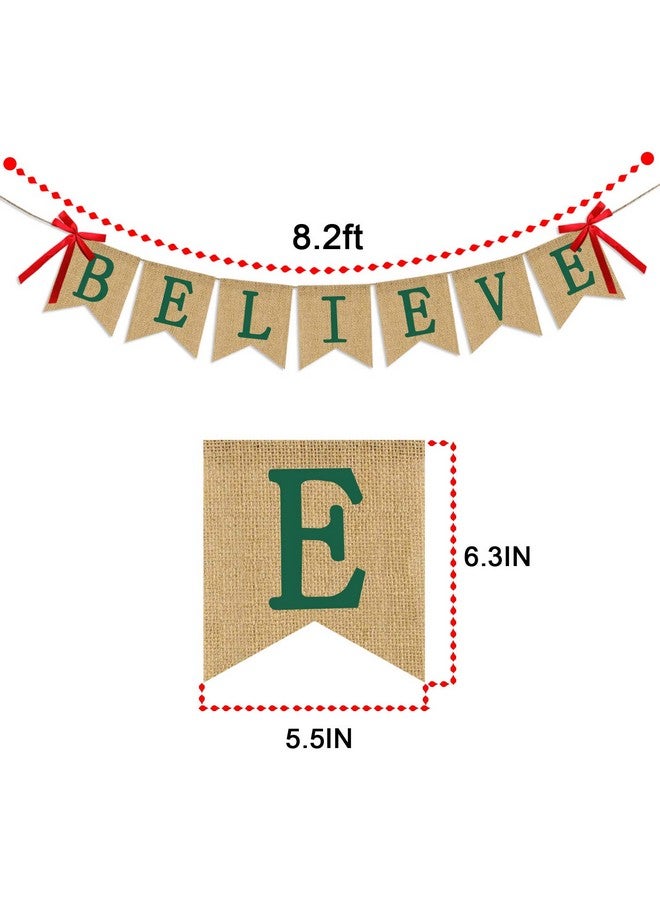 Partyprops Believe Burlap Banner - Rucitc Holiday Banner Garland - Perfect for Christmas Decoration Xmas Party Decor - Image 4