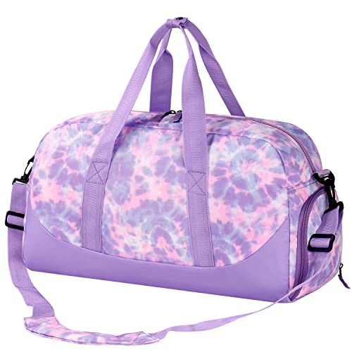 Choco Mocha Kids Duffle Bag Girls - Tie Dye Overnight Bags for Girl Ages 9-12, Purple - Image 1