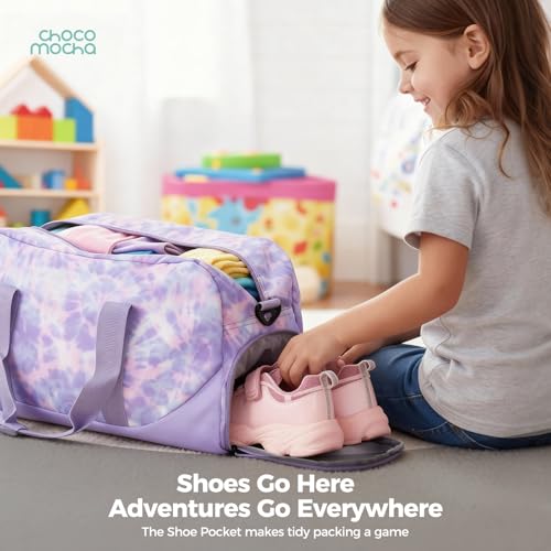 Choco Mocha Kids Duffle Bag Girls - Tie Dye Overnight Bags for Girl Ages 9-12, Purple - Image 3