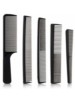Patelai 5 Pieces Hair Cutting Comb Barber Comb Hair Styling Combs Fine Teeth Carbon Comb Set Anti Static Heat Resistant Hairdressing Tapered Comb for Men Women (Classic Combs)  - Image 1