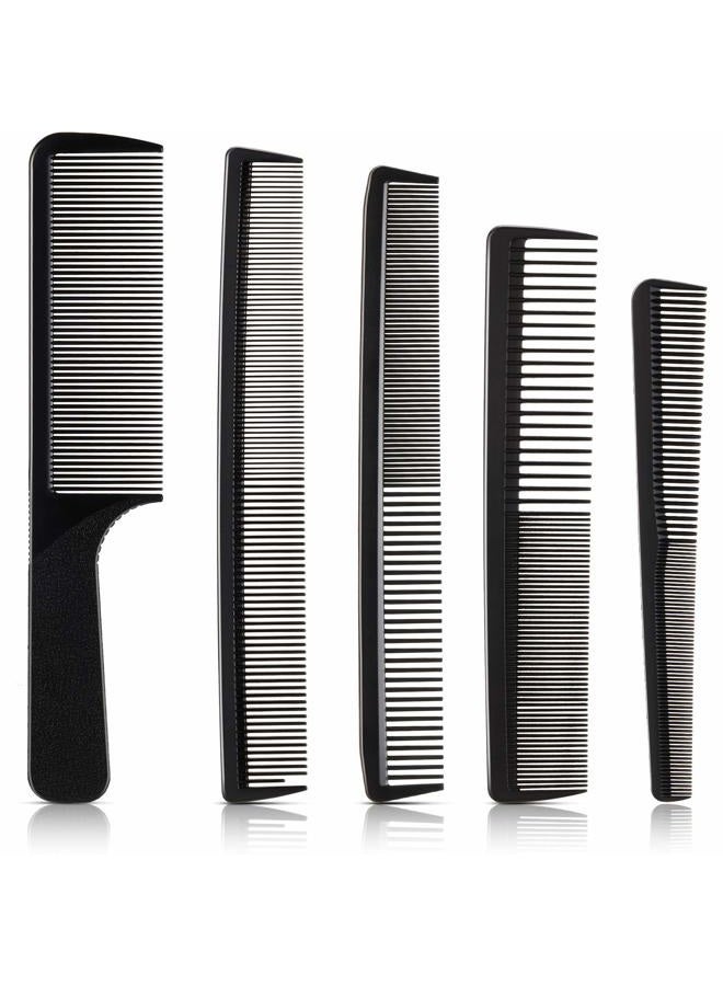 Patelai 5 Pieces Hair Cutting Comb Barber Comb Hair Styling Combs Fine Teeth Carbon Comb Set Anti Static Heat Resistant Hairdressing Tapered Comb for Men Women (Classic Combs) - Image 1