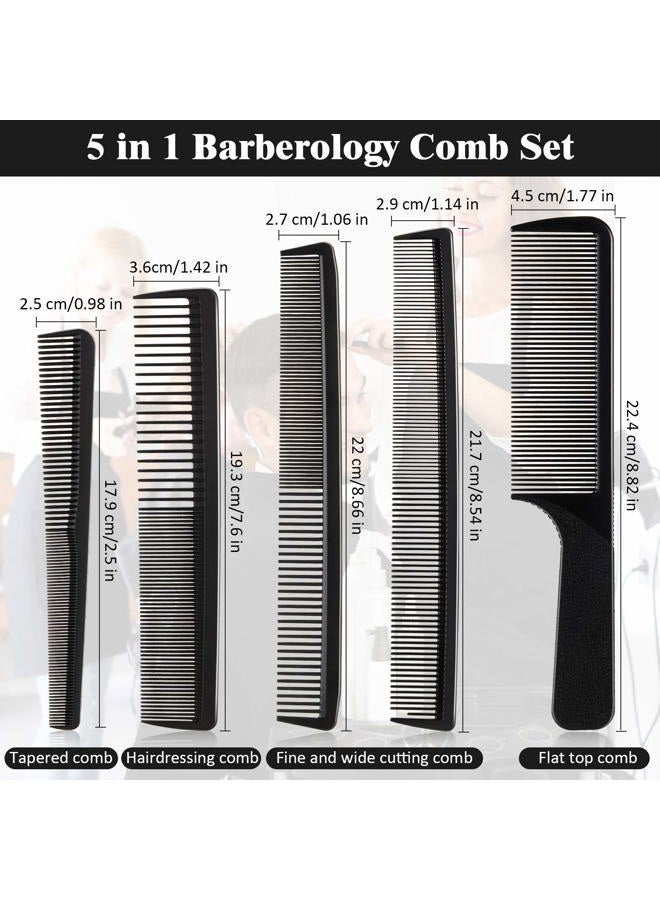 Patelai 5 Pieces Hair Cutting Comb Barber Comb Hair Styling Combs Fine Teeth Carbon Comb Set Anti Static Heat Resistant Hairdressing Tapered Comb for Men Women (Classic Combs) - Image 2
