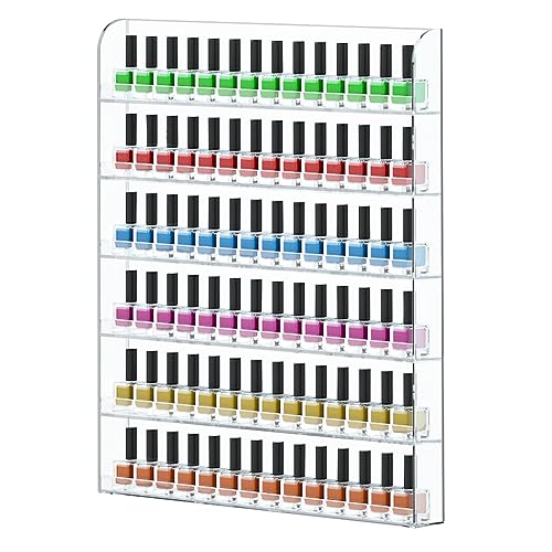 FEMELI 2 Pack Nail Polish Wall Racks 20 24 Inch Hold Up to 240 BottlesClear Acrylic Nail Polish Shelf Organizer Wall Mounted 6 Rows 2 - Image 2