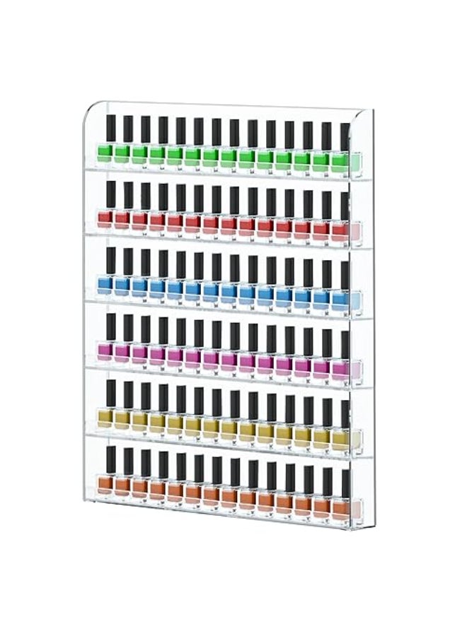 FEMELI 2 Pack Nail Polish Wall Racks 20 24 Inch Hold Up to 240 BottlesClear Acrylic Nail Polish Shelf Organizer Wall Mounted 6 Rows 2 - Image 1
