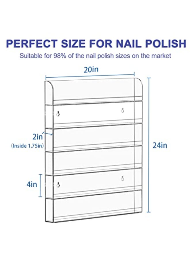 FEMELI 2 Pack Nail Polish Wall Racks 20 24 Inch Hold Up to 240 BottlesClear Acrylic Nail Polish Shelf Organizer Wall Mounted 6 Rows 2 - Image 4