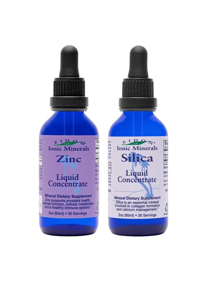 Eidon Ionic Minerals قطرات السيليكا والزنك السائلة من إيدون أيونيك مينييرالز، 2 أونصة سائلة، صحة المناعة، العناية بالبشرة، مكونات طبيعية بالكامل، بدون ألوان صناعية أو مواد حافظة - Image 1