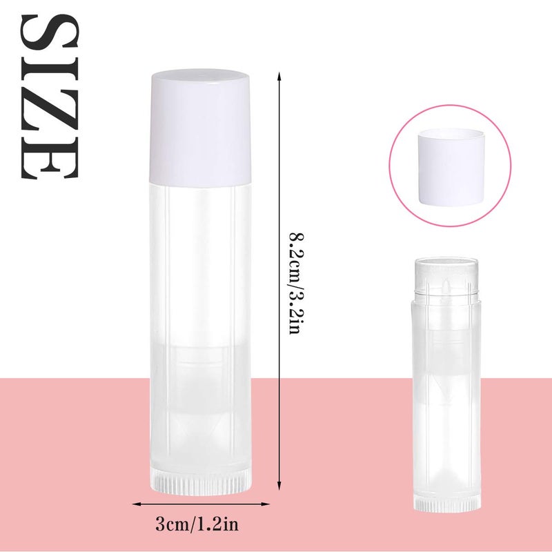 JIUZHU JIUZHU 100 Sets Empty Lip Balm Tubes Bulk Round with White Caps for DIY Lipstick homemade, 3/16 Oz (5.5 ml), Clear, BPA Free, 100 Tubes and 100 Caps  - Image 3