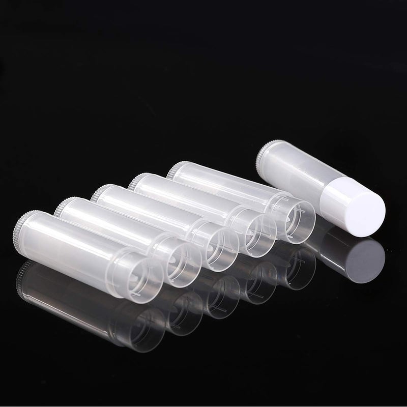 JIUZHU JIUZHU 100 Sets Empty Lip Balm Tubes Bulk Round with White Caps for DIY Lipstick homemade, 3/16 Oz (5.5 ml), Clear, BPA Free, 100 Tubes and 100 Caps  - Image 5