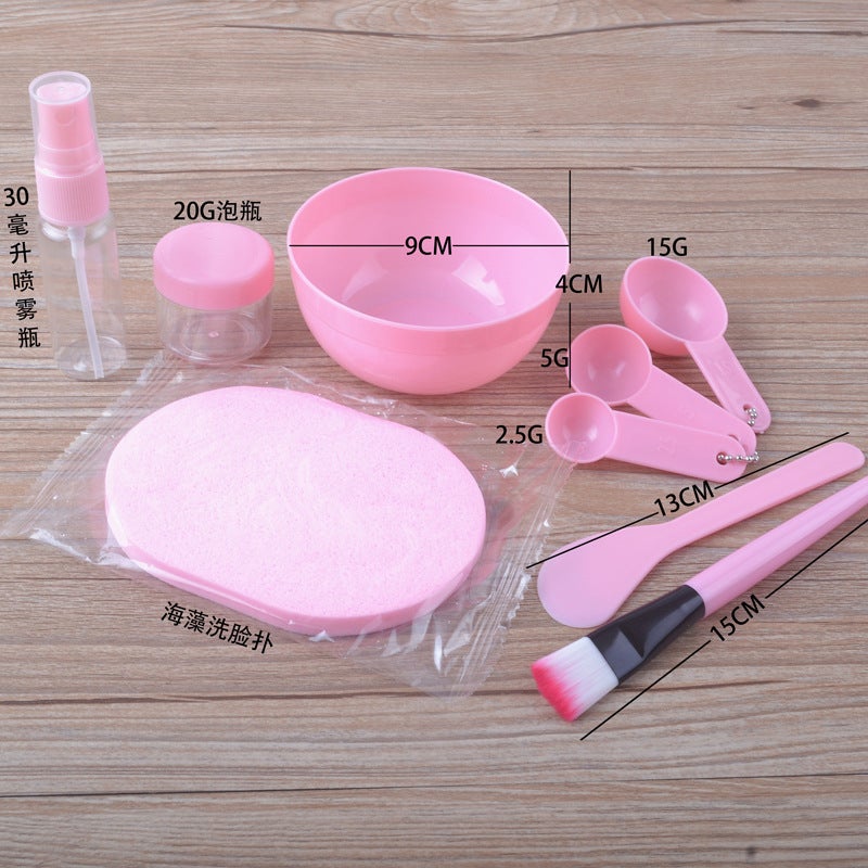 Diy Mask Tool Set Medium 9-Piece Mask Bowl Stick Brush Metering Spoon Spray Bottle Bubble Bottle Face Washing - Image 4
