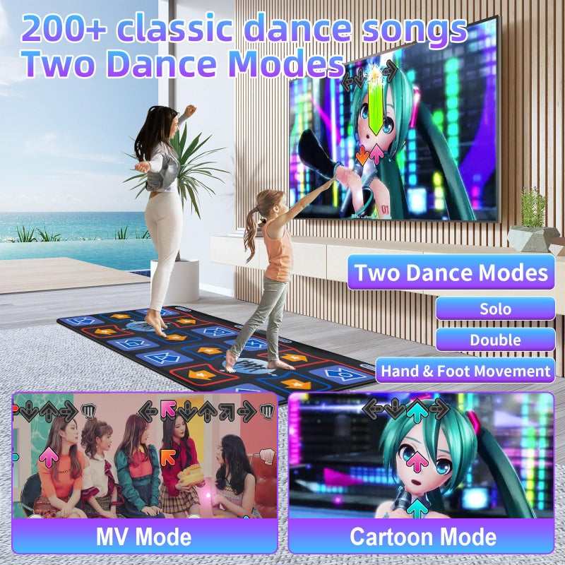 Damcoola Dance Mat for Adults and Kids - Plug and Play TV Electronic Dance Mat Game, Wireless Dance Pad, Fun Dance Fitness Games for Kids, Christmas and Boys and Girls Birthday Gift Ideas, Blue - Image 2