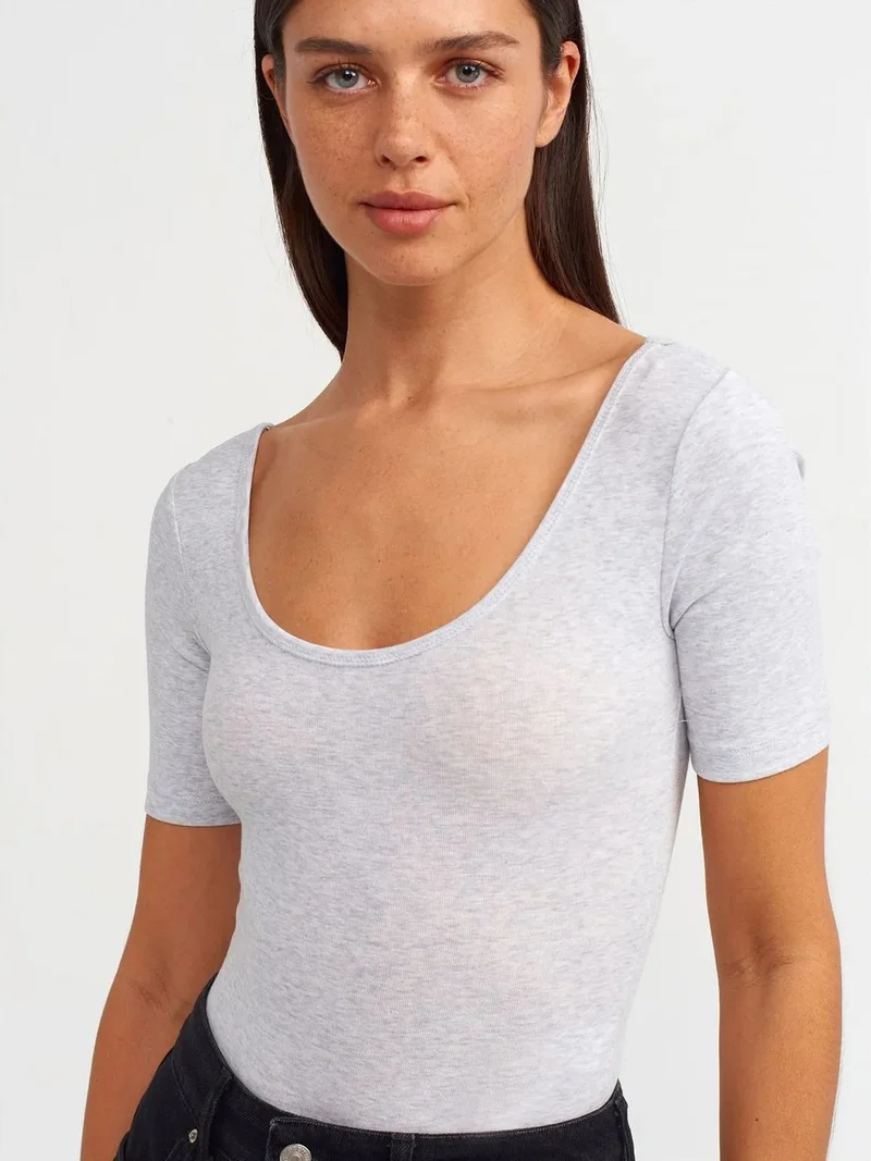 Dilvin Light Grey DILVIN Slim Fit Cotton Blend Unitard for Women | Best Price UAE