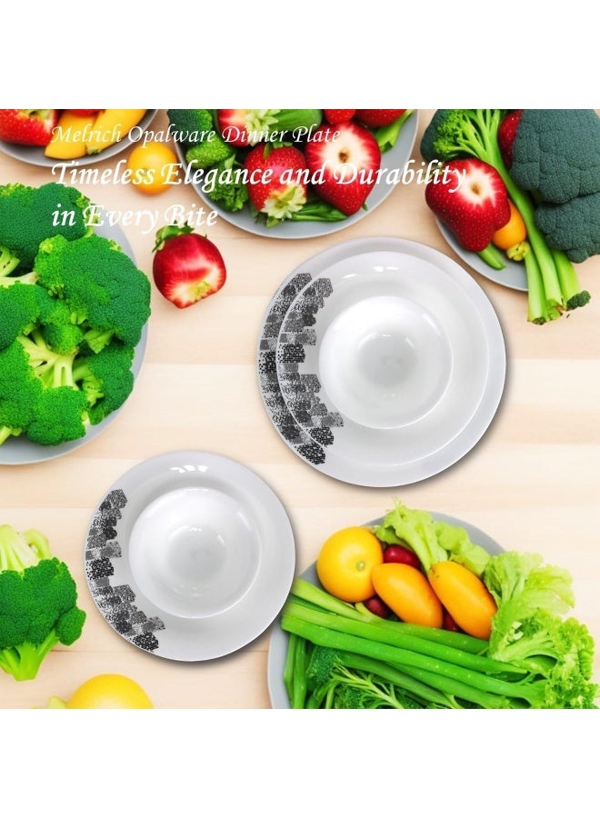 Melrich 12-Piece Opalware Dinner Set With 4X 25 Cm Dinner Plate, 4X18 Cm Desert Plate, 4 X 13 Cm Bowl, Serves 4, White - Image 4