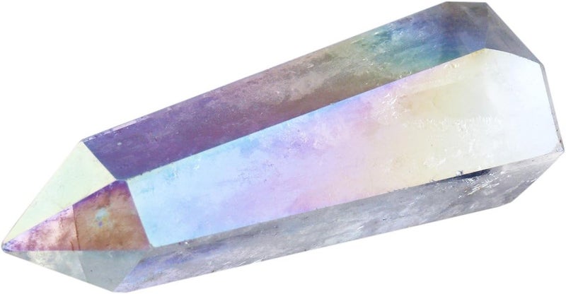 mookaitedecor Healing Crystal Wands 6 Faceted Single Point Reiki Chakra Meditation Home Decor,Angel Aura Quartz Titanium Coated