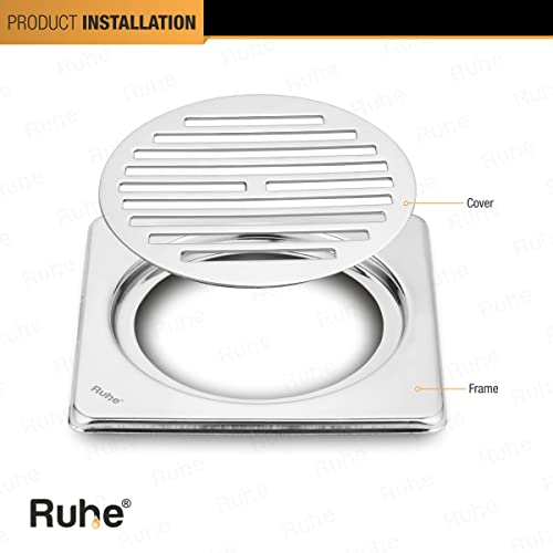 Ruhe® Square Floor Drain | Stainless Steel Classic Neon Square Floor Drain | (6 x 6 inches) | with Collar | (Pack of 4) - Image 4