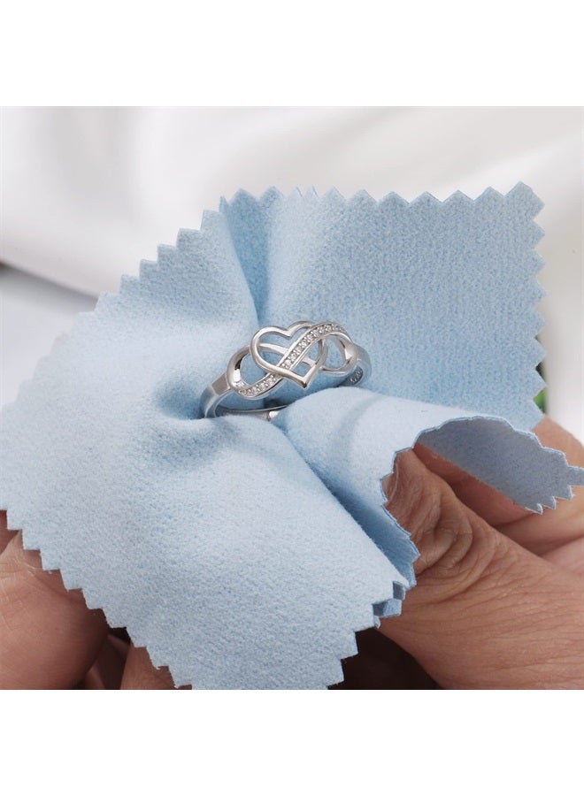 925 Sterling Silver Love Knot Rings for Women Open Finger Rings Mothers Day Jewelry Gifts with Cubic Zirconia Mothter Daughter Rings Adjustable Rings for Women