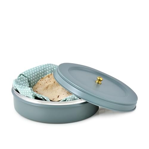 Elan Stainless Steel Round Roti,Chapatti Box | Elegant Design | Food Grade | Ideal for Papad,Bread,Snak storage | Easy to open | Tight lid (Casserole, Moss Green), 1500 ML - Image 5