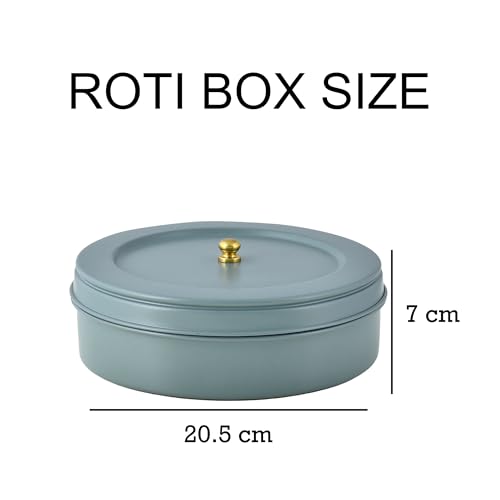 Elan Stainless Steel Round Roti,Chapatti Box | Elegant Design | Food Grade | Ideal for Papad,Bread,Snak storage | Easy to open | Tight lid (Casserole, Moss Green), 1500 ML - Image 2