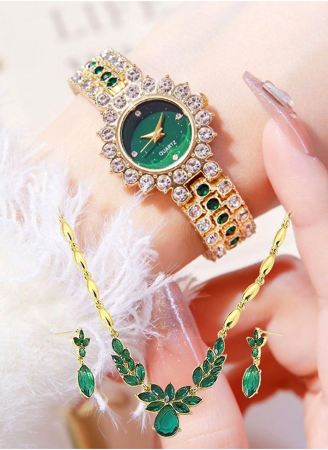 XSVO 3 in 1 Women's Necklace,Watch,earring Gift Set,Quartz Watch,Women Watch Business Gifts Unique Wristwatch,Holiday Gifts,Birthday Gifts  - Image 2