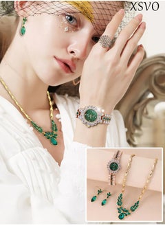XSVO 3 in 1 Women's Necklace,Watch,earring Gift Set,Quartz Watch,Women Watch Business Gifts Unique Wristwatch,Holiday Gifts,Birthday Gifts  - Image 1