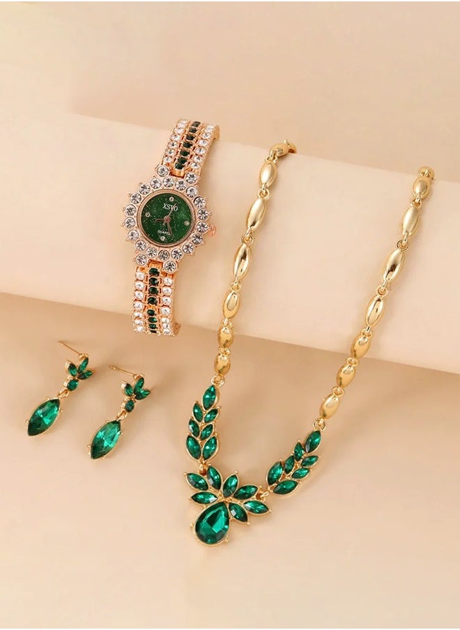 XSVO 3 in 1 Women's Necklace,Watch,earring Gift Set,Quartz Watch,Women Watch Business Gifts Unique Wristwatch,Holiday Gifts,Birthday Gifts  - Image 3