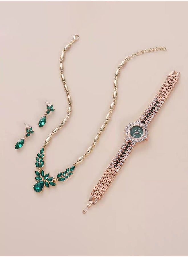 XSVO 3 in 1 Women's Necklace,Watch,earring Gift Set,Quartz Watch,Women Watch Business Gifts Unique Wristwatch,Holiday Gifts,Birthday Gifts  - Image 4