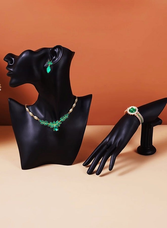XSVO 3Pcs - Elegant women's watch set, including a watch, necklace and earrings set. With a fashionable and elegant design, and a luxurious diamond-embellished design. Suitable for women to wear as a gift.  - Image 2