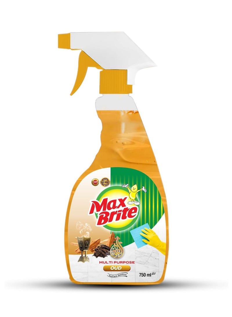 Max Brite Disinfectant Surface Sanitizer Cleaner Spray Oud Fragrance 750 ml - Image 1