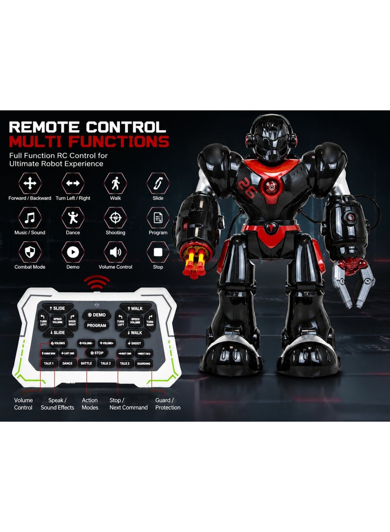 Smart RC Robot Toy For Kids With Remote Control, Programmable Actions, Multi-Directional Movement, Lights, Sounds, Music And Dance, Black And Red, Ages 8+ - Image 3