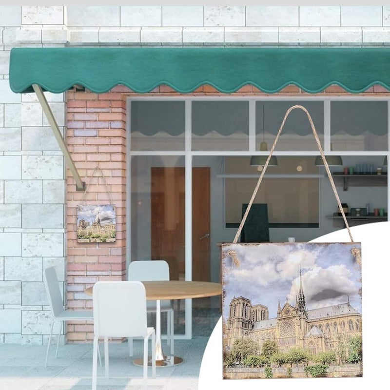 15x15cm Carved Wood Panel Square Hanging Plaque Architectural Motif Engraved Plywood Wall Art for Indoor Display - Image 4