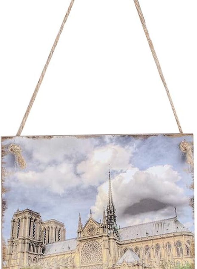 15x15cm Carved Wood Panel Square Hanging Plaque Architectural Motif Engraved Plywood Wall Art for Indoor Display - Image 1