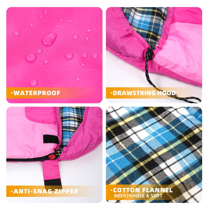 Kanyak Sleeping Bags for Adults Teens Cold Weather &Warm, 3 Seasons, Cotton Flannel Liner Sleeping Bag, Lightweight Compact Camping Essentials Equipment, Hiking, Outdoor, Travel(T-Shaped) (Double Pink) - Image 3