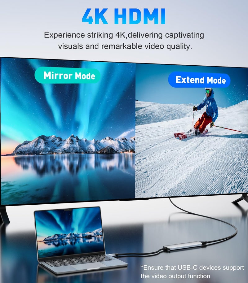 UANTIN USB C Hub 7 in 1 Multiport Adapter with 4K HDMI Dongle, 100W PD, SD/TF Card Reader, 3 USB-A, USBC Docking Station for MacBook Mac Pro/Air, Dell, HP, ASUS, Acer and Other Type C Laptops - Image 3