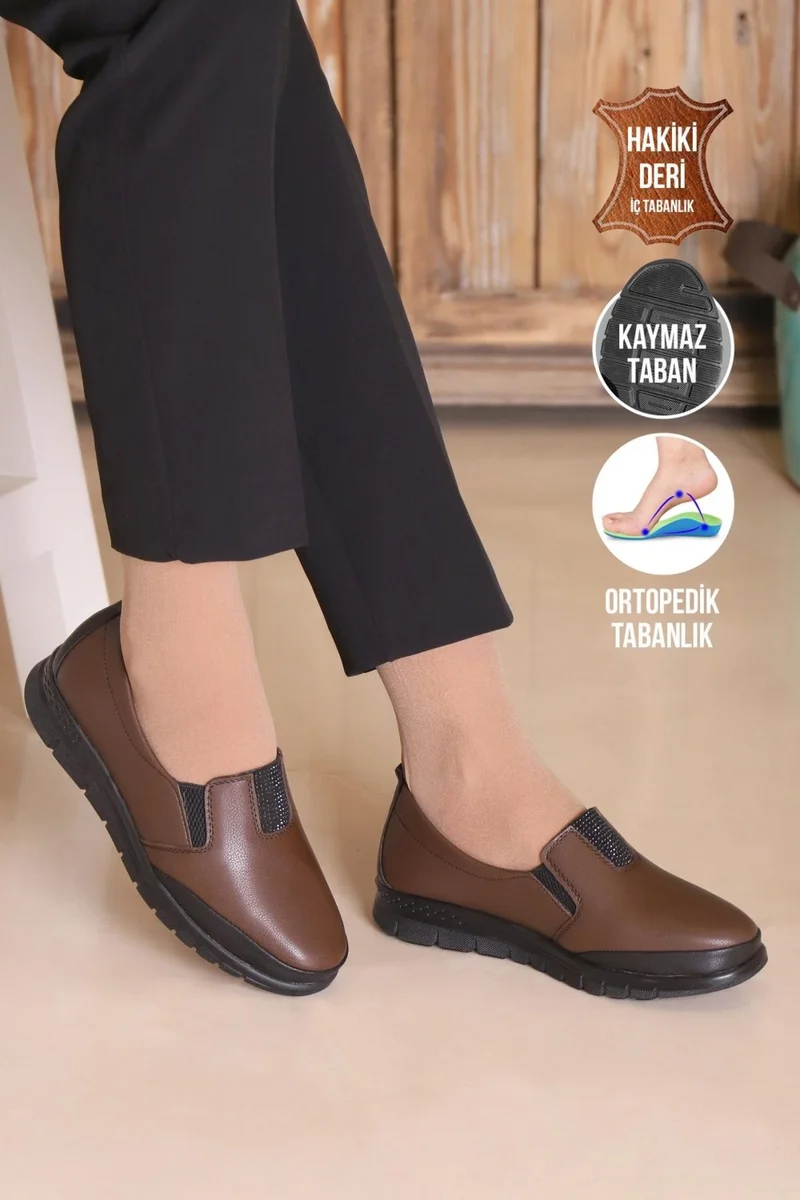 كابتن جونيور Captain Junior Women's Black Classic Shoes Orthopedic Mother Shoes Mother Ballerina Shoes Mother Women's Daily Shoes Zslnk 500