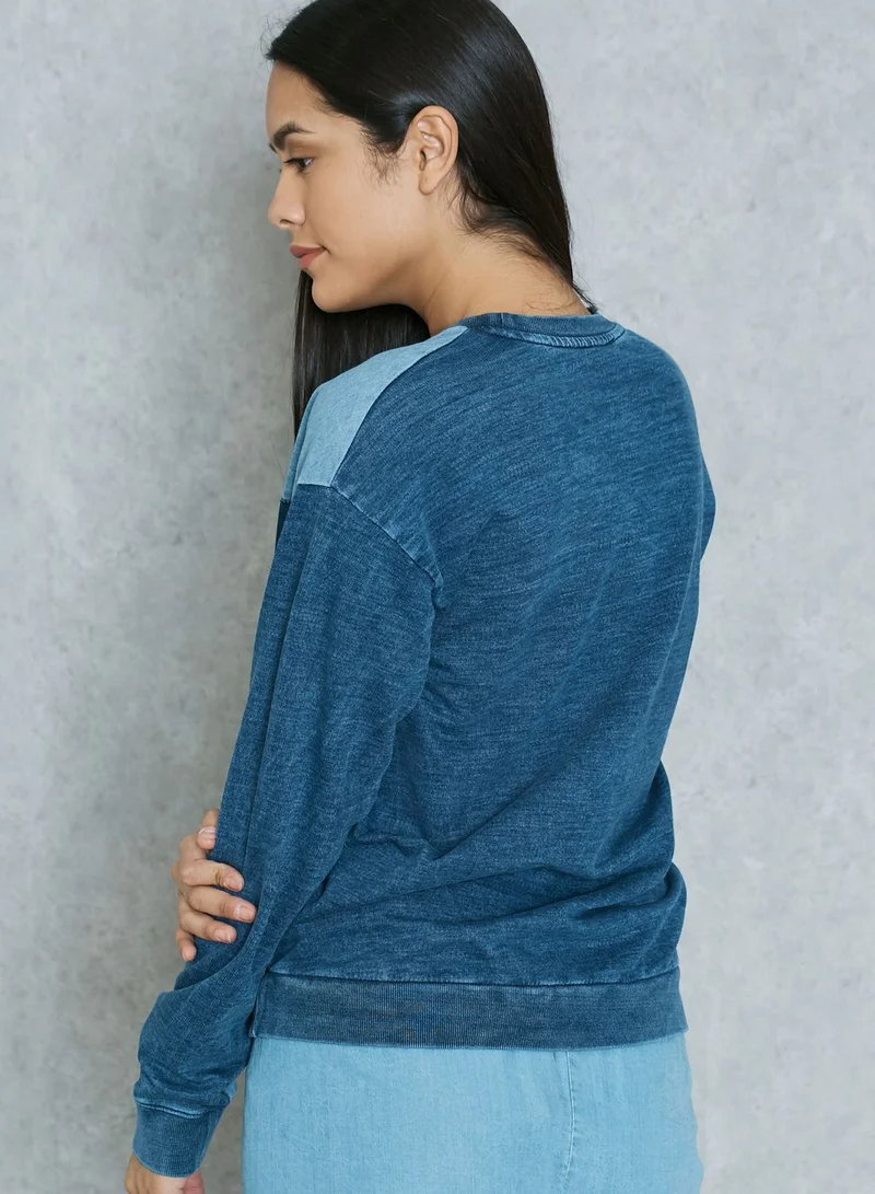 TOPSHOP Denim Patchwork Sweatshirt