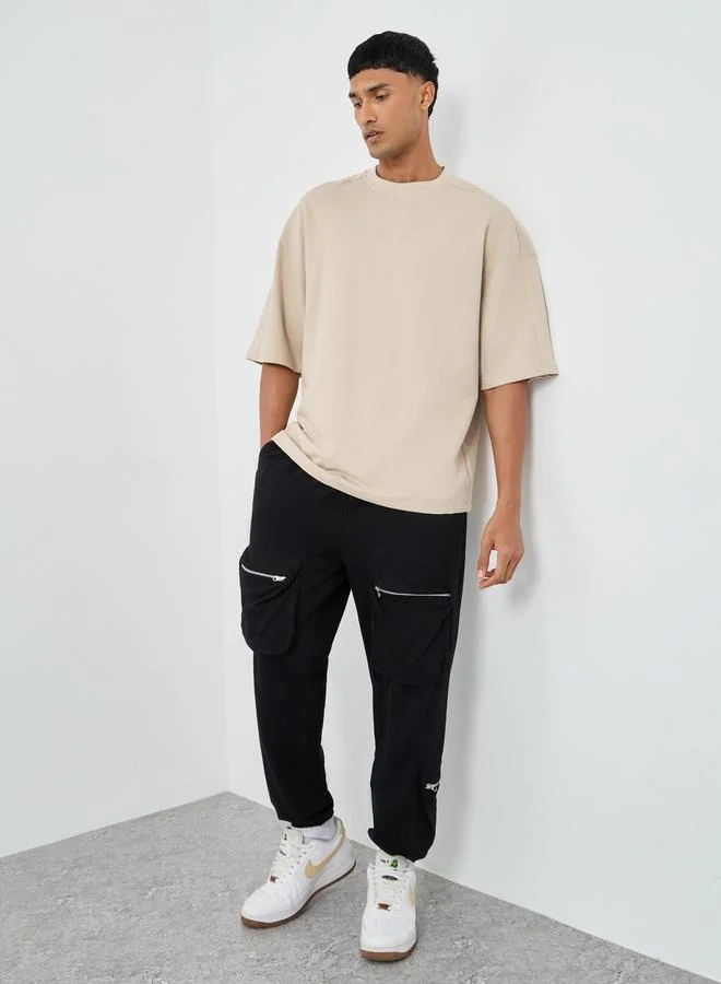 ستايلي Styli Shoulder Panel Detail Crew Neck Boxy Fit T-Shirt