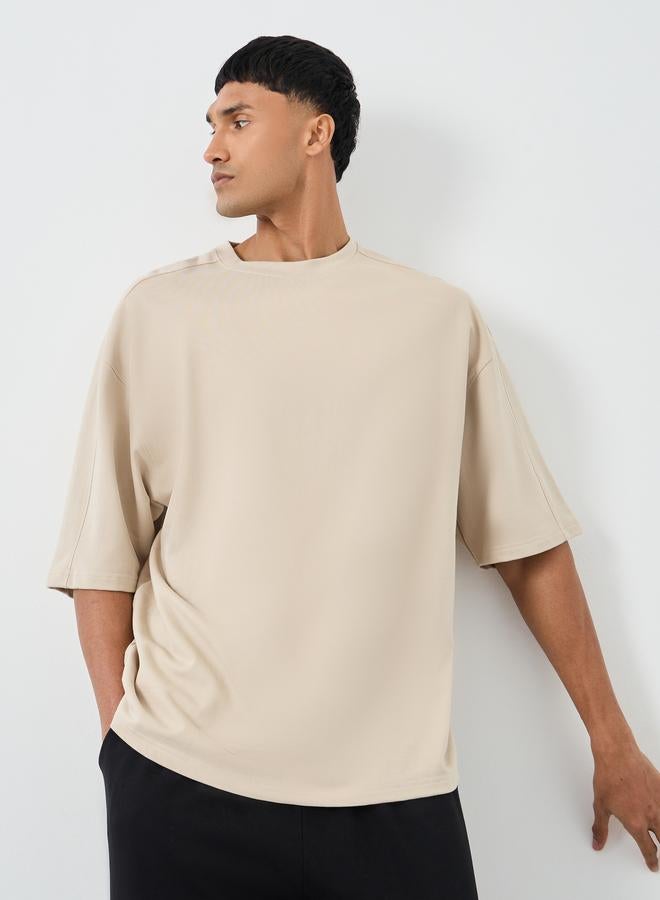 Styli Terry Shoulder Panel Detail Boxy Fit T-Shirt - Image 1