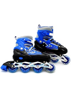 EASY FUTURE Skate Shoes for Boys and Girls Inline Skates Adjustable Size Roller Skates with Flashing Wheels for Children Including Protective Gear Blue Colour  - Image 2