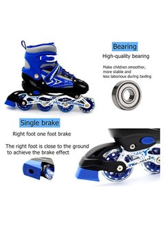 EASY FUTURE Skate Shoes for Boys and Girls Inline Skates Adjustable Size Roller Skates with Flashing Wheels for Children Including Protective Gear Blue Colour  - Image 3