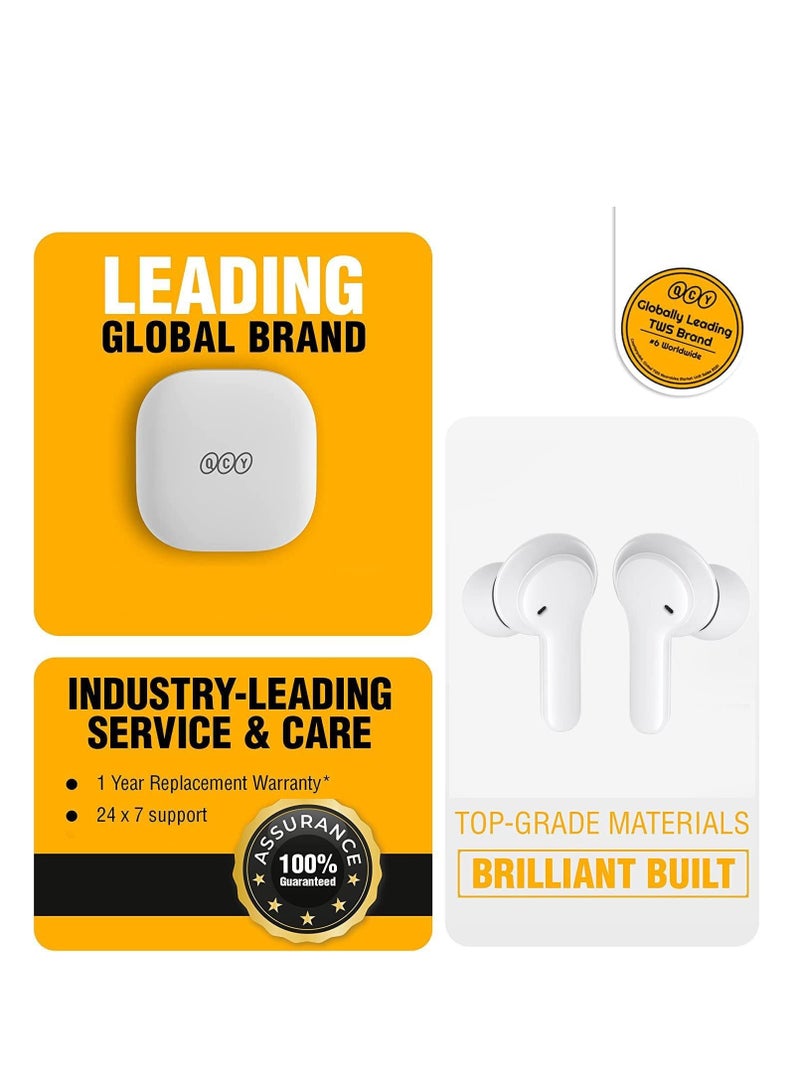 QCY T13 Wireless Earbuds – Hi-Fi Sound, ENC Noise Cancellation, 40H Playtime, Bluetooth 5.1, IPX5 Waterproof, Fast Charging, Touch Control White - Image 2