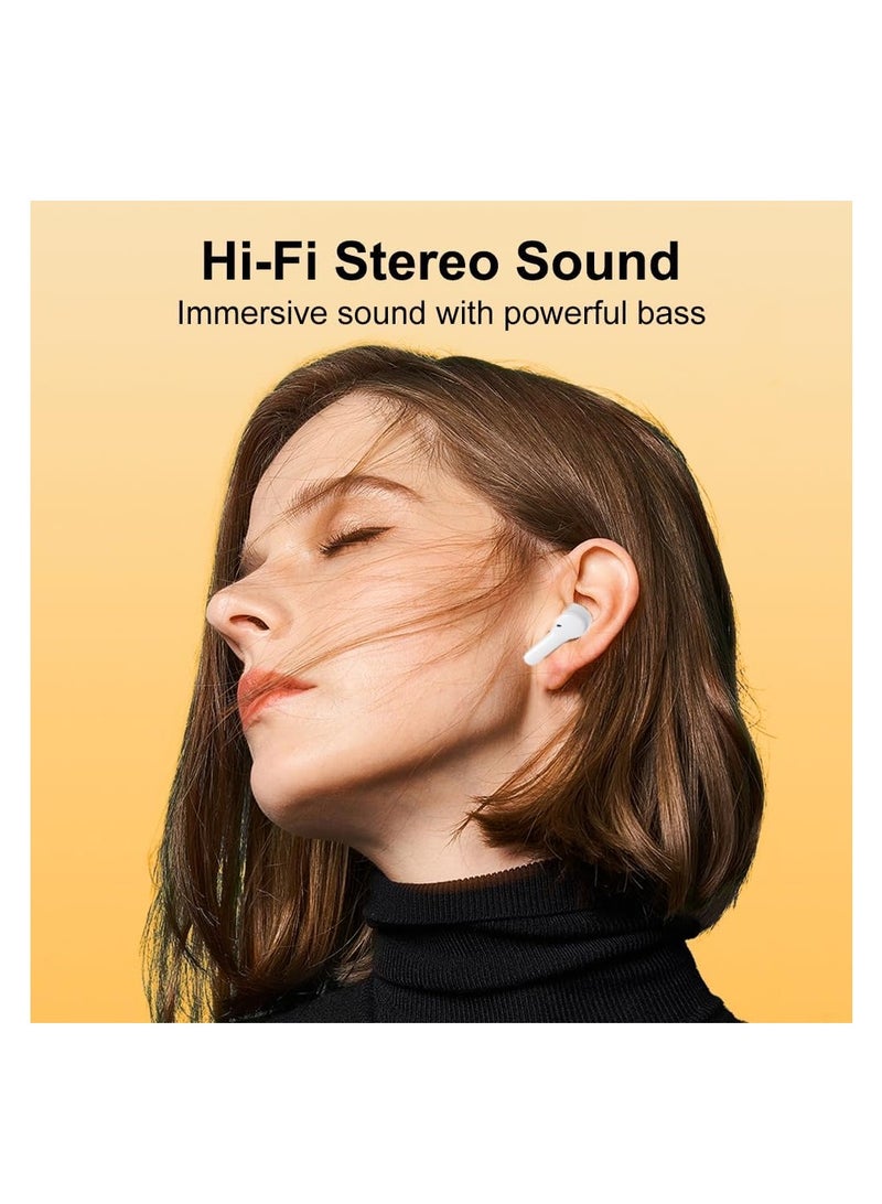 QCY T13 Wireless Earbuds – Hi-Fi Sound, ENC Noise Cancellation, 40H Playtime, Bluetooth 5.1, IPX5 Waterproof, Fast Charging, Touch Control White - Image 3