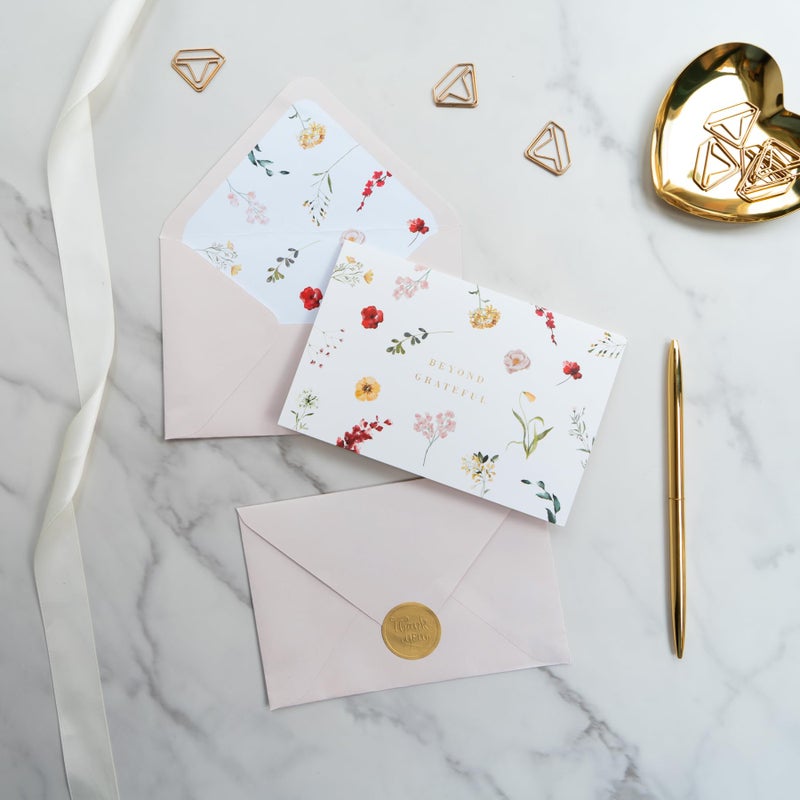Gooji 4x6 Prairie Beyond Grateful Floral Thank You Cards with Envelopes Baby Shower Thank You Cards Girl (Bulk 20-Pack) Watercolor, Bridal Shower, Weddings, Small Business - Image 4