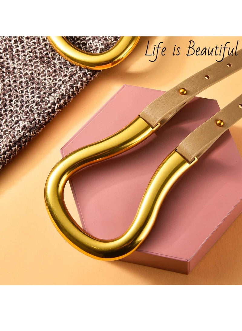 KASTWAVE Skinny Leather Belts, Womens Belts with Double-layer Faux Leather, Large Gold U-Shape Metal Buckle, U-Shaped Thin Waist Belt for Women - Image 3