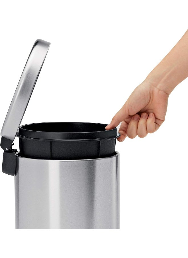 simplehuman 4.5 Liter / 1.2 Gallon Round Bathroom Step Trash Can, Brushed Stainless Steel  - Image 2
