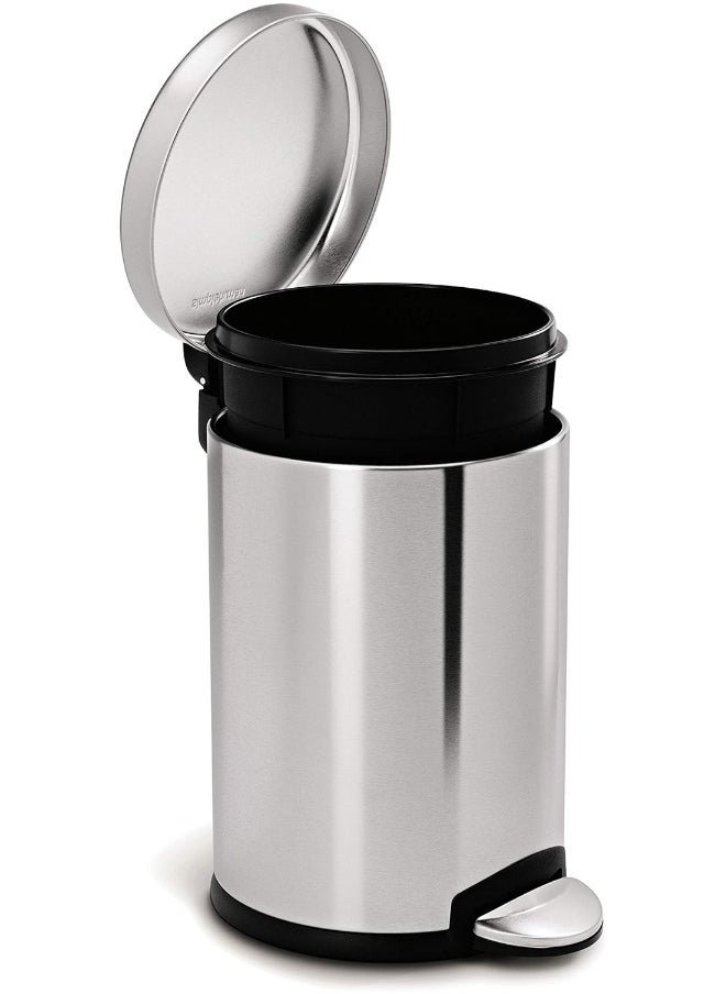 simplehuman 4.5 Liter / 1.2 Gallon Round Bathroom Step Trash Can, Brushed Stainless Steel  - Image 3