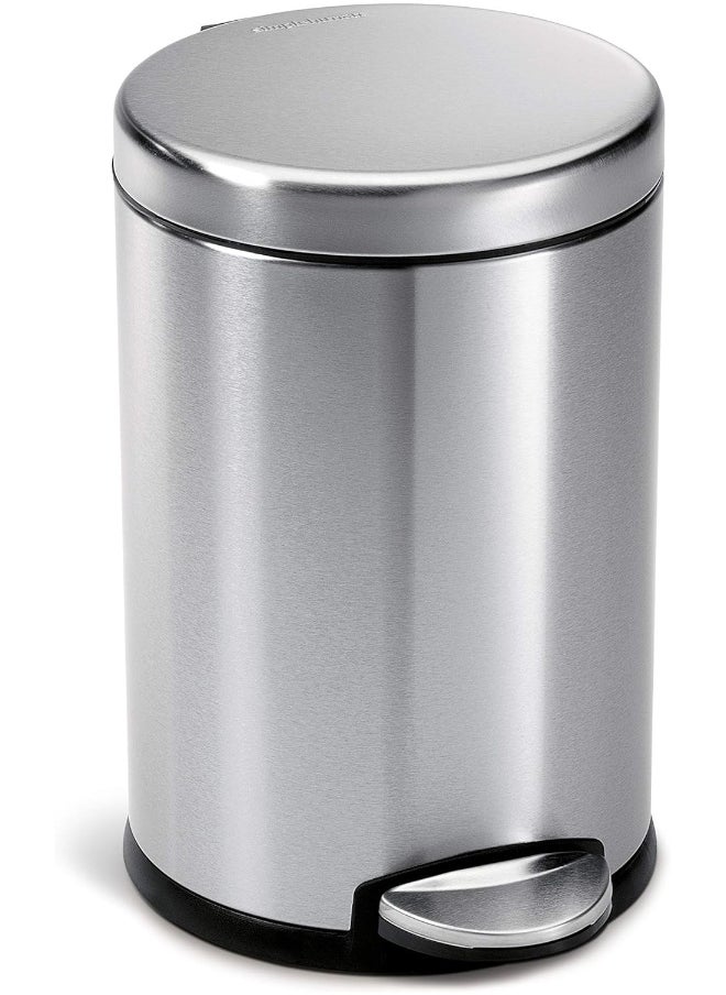 simplehuman 4.5 Liter / 1.2 Gallon Round Bathroom Step Trash Can, Brushed Stainless Steel  - Image 4