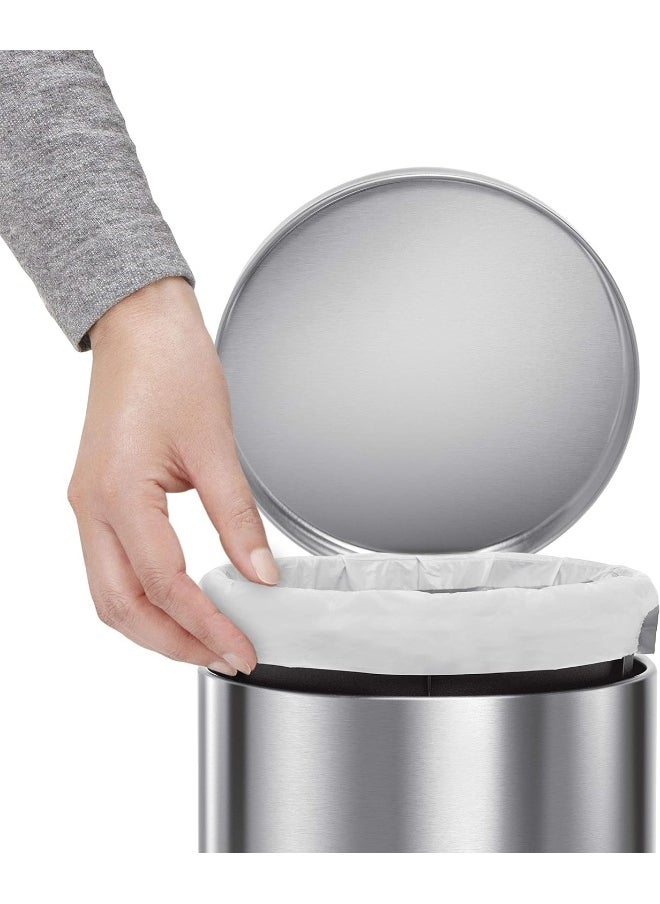 simplehuman 4.5 Liter / 1.2 Gallon Round Bathroom Step Trash Can, Brushed Stainless Steel  - Image 1