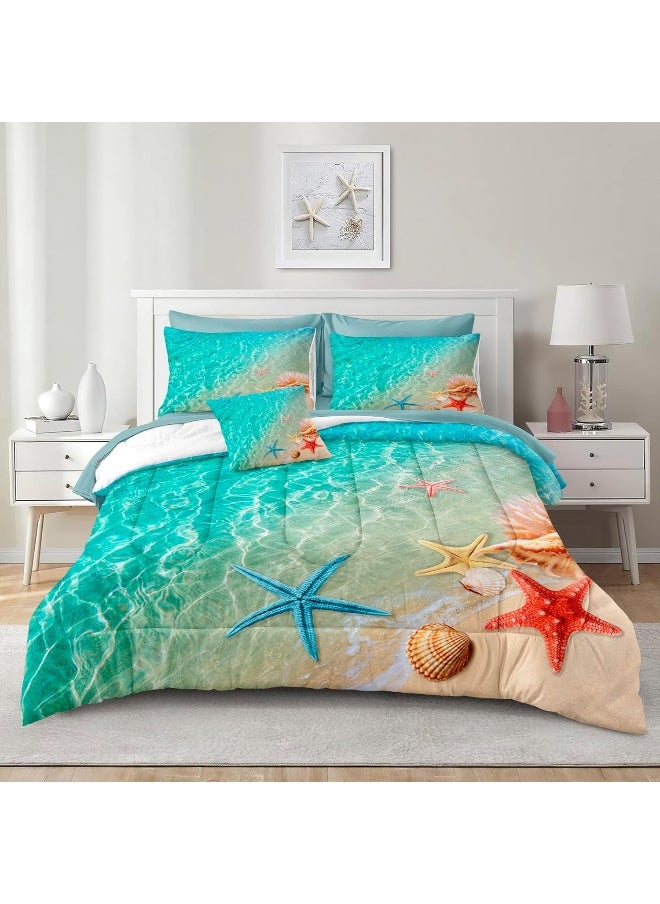 Generic Merryword Ocean Beach Comforter Set Full Size 8 Pieces Bed in a Bag Coastal Style Bedding  - Image 1