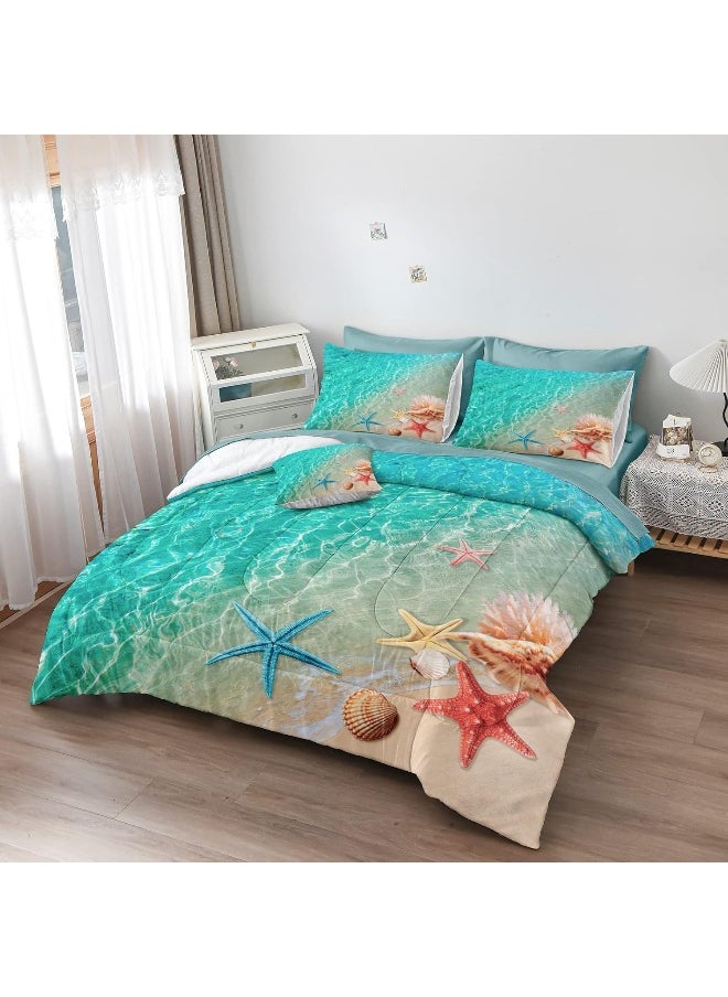 Generic Merryword Ocean Beach Comforter Set Full Size 8 Pieces Bed in a Bag Coastal Style Bedding  - Image 2