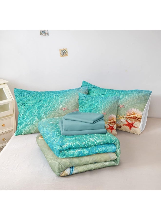 Generic Merryword Ocean Beach Comforter Set Full Size 8 Pieces Bed in a Bag Coastal Style Bedding  - Image 4